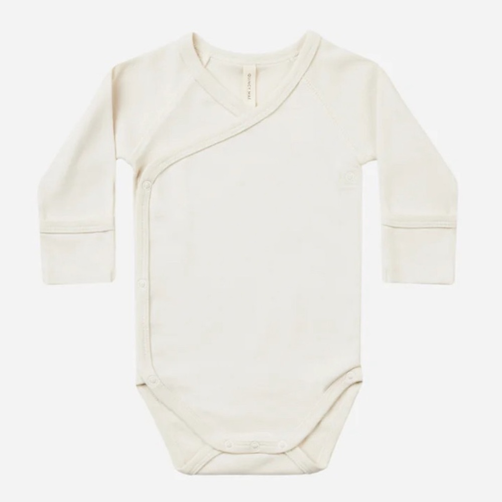 Quincy Mae Organic Cotton Side Snap Bodysuit - 3-6M - Ivory